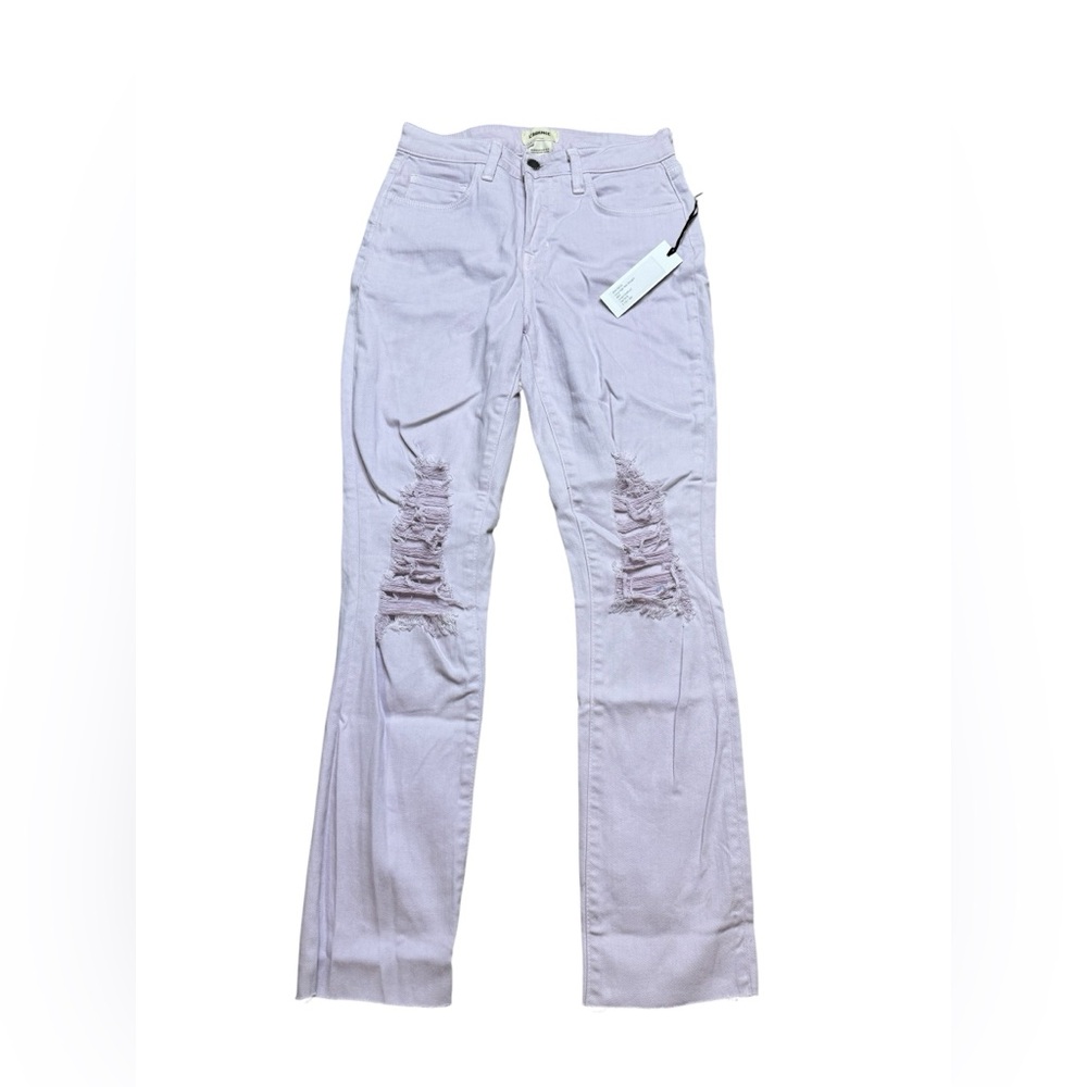 💜 L’AGENCE Luna High-Rise Distressed Jeans Lavender Denim 25 NWT ✨‎